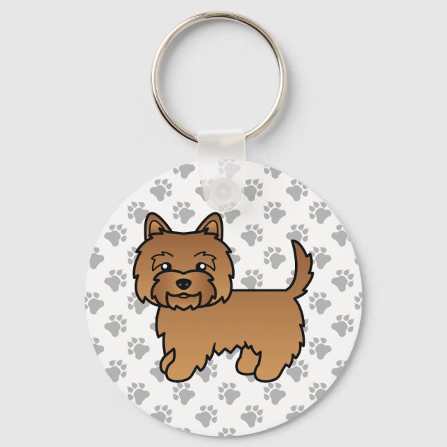 Red Cairn Terrier Dog Cute Illustration & Paws Keychain (Front)