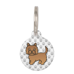 Red Cairn Terrier Dog Illustration & Pet's Info Pet ID Tag