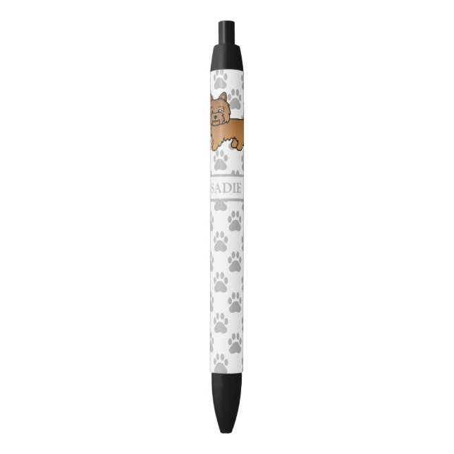 Red Cairn Terrier Dog With Name And Gray Paws Pen (Front Vertical)