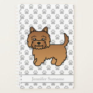 Red Cairn Terrier Dog With Paws & Custom Name Planner