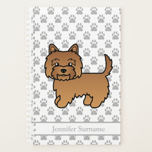 Red Cairn Terrier Dog With Paws & Custom Name Planner (Front)