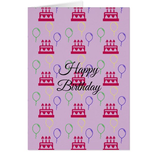 Red Cake and Balloons Cards (Front)