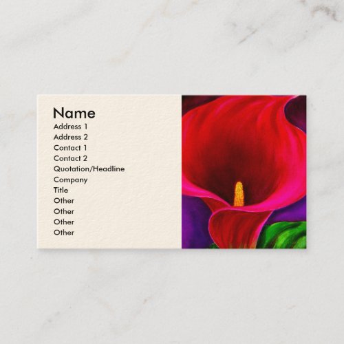 Red Cala Lily Flower Painting Art - Multi Business Card Template