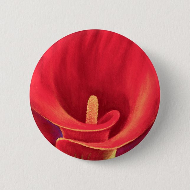 Red Cala Lily Tropical Flower Art - Multi Button (Front)