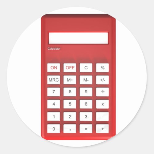 Red calculator calculator classic round sticker