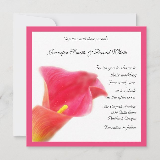 Red Calla Lily Wedding Invitation (Front)
