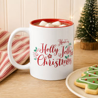 Red Calligraphy Holly Jolly Christmas