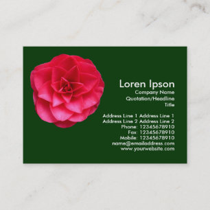 Red Camelia - Dark Green Business Card