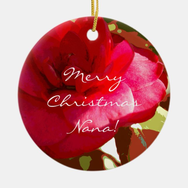 Red Camelia Personalized Ornament (Front)