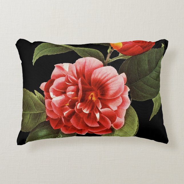 Red Camellia, 1833 Accent Pillow (Front)