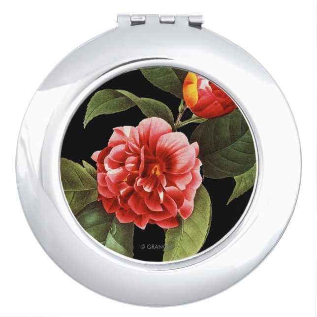 Red Camellia, 1833 Compact Mirror (Front)