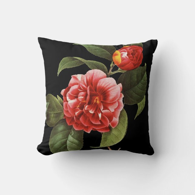 Red Camellia, 1833 Throw Pillow (Front)