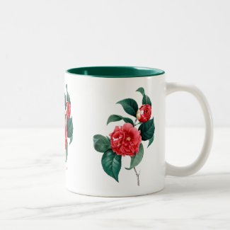 Red Camellia Botanical Classic Ceramic Mug