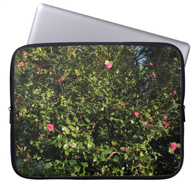 Red Camellia Bush Laptop Sleeve (Front)