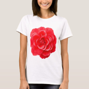 Red Camellia Flower Art Women's White T-Shirt Eleg