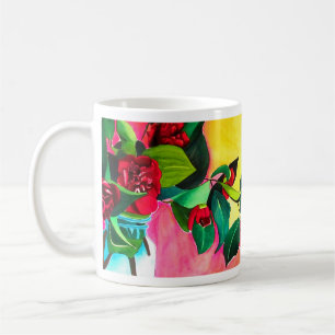 Red Camellias flower art Coffee Mug