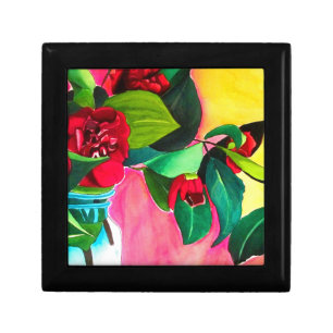 Red Camellias flower art Gift Box