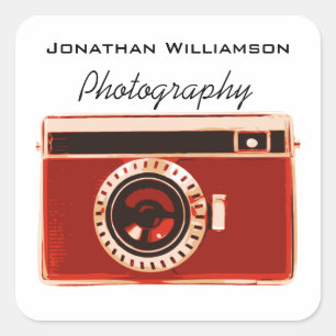 Red Camera Photography Business Square Sticker