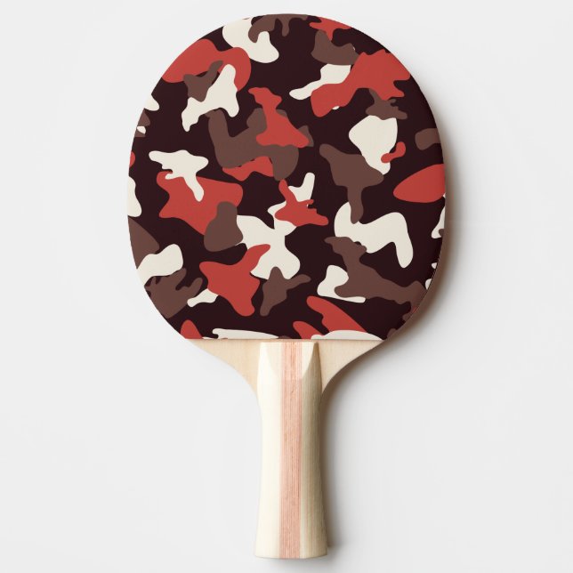 Red camo camouflage army pattern ping pong paddle (Front)
