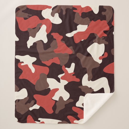 Red camo camouflage army pattern sherpa blanket