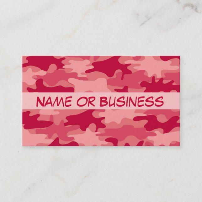Red Camo Camouflage Name Personalized Business Card (Front)