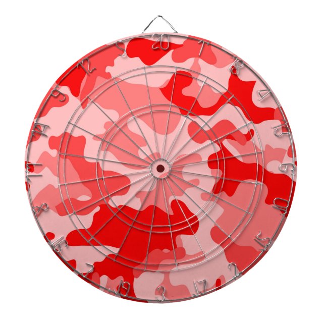 Red Camo Dartboard With Darts (Front)
