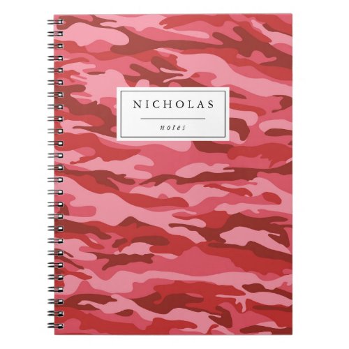 Red Camo Pattern Personalized Notebook