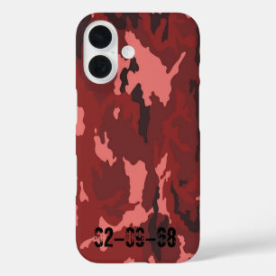 Red Camo Pattern Pink Maroon Camouflage iPhone 16 Case