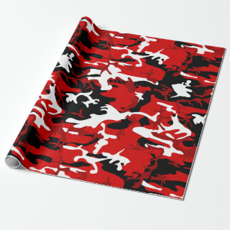 red camouflage black white camo wrapping paper