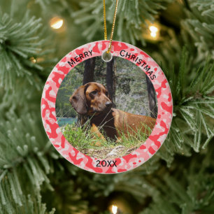 Red Camouflage Camo Ceramic Ornament
