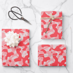 Red Camouflage Camo Wrapping Paper Sheets
