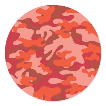 Red Camouflage Classic Round Sticker Red Camouflage Classic Round Sticker