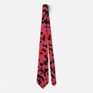 Red Camouflage in Black and Purple Neck Tie