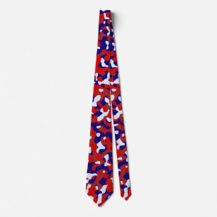 Red Camouflage in Deep Blue and Light Blue Neck Tie