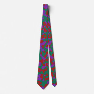 Red Camouflage in Green and Purple Neck Tie