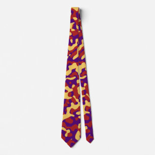Red Camouflage in Yellow and Purple Neck Tie