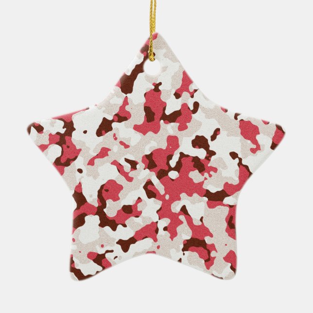 Red camouflage pattern ceramic ornament (Front)
