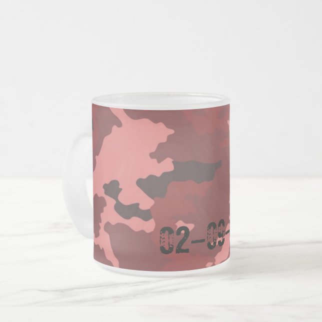 Red camouflage pattern frosted glass coffee mug (Front Left)