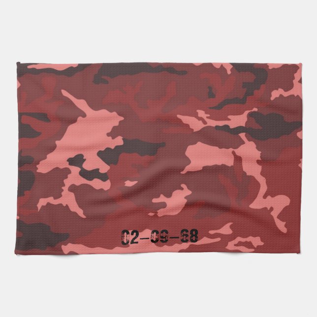 Red camouflage pattern kitchen towel (Horizontal)