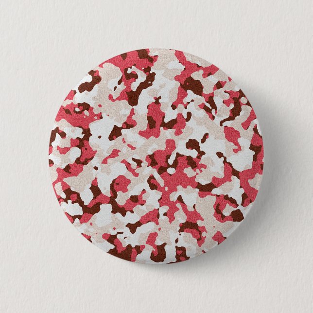 Red camouflage pattern pinback button (Front)