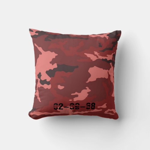 Red camouflage pattern throw pillow