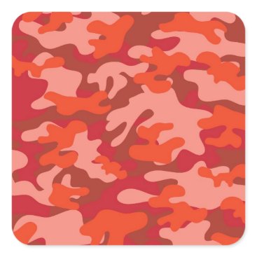 Red Camouflage Square Sticker Red Camouflage Square Sticker