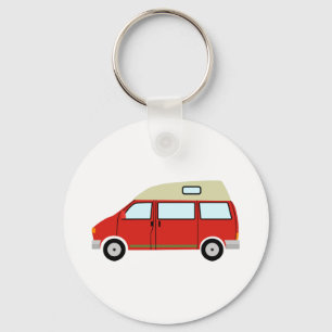 Red Camper Van High Top Mobile Freedom Keychain