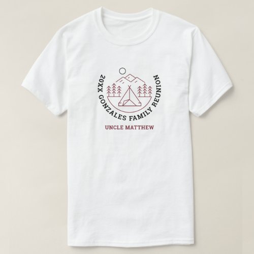 Red Camping Line Art - Family Reunion T-Shirt