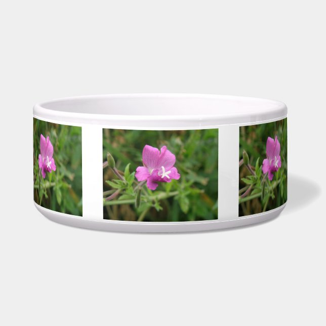 Red Campion Wildflower Dog Bowl (Front)