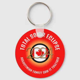 Red CANADA Flag 2024 TOTAL SOLAR ECLIPSE Souvenir Keychain