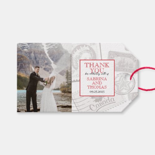 Red Canada Wedding Photo Gift Tags