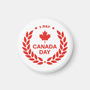 red canadian day maple leaf 1st july white magnet