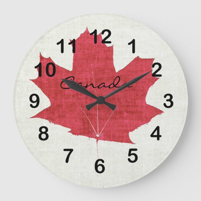 red Canadian maple leaf clock (Front)
