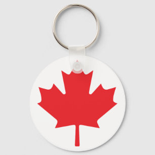 Red Canadian Maple Leaf on White Background Keychain